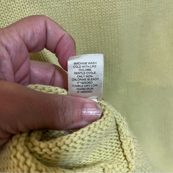 J Jill V Neck Yellow 100% Cotton 3/4 Sleeve Pullover Sweater Size Large - Picture 5 of 6